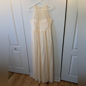J. CREW Megan Silk Chiffon Maxi Dress Cream Color Size 10 Formal Fairy Style
